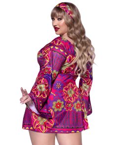 Hippie pige kostume til store kvinder 1XL - 4XL