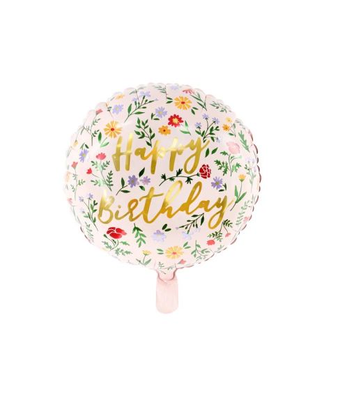 Folieballon Hap. birthday m blomster