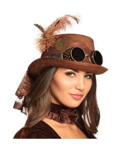 Steampunk hat deluxe med briller