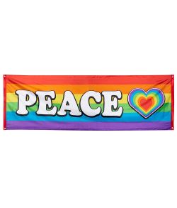 Flot Regnbue Peace banner.  74x220cm