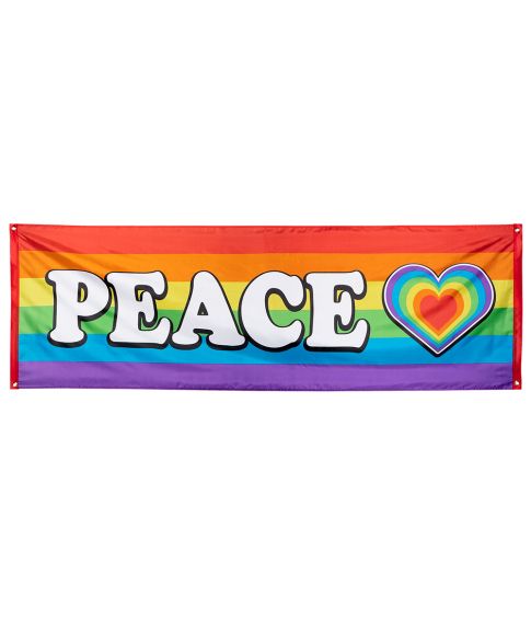 Flot Regnbue Peace banner.  74x220cm