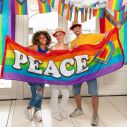 Flot Regnbue Peace banner.  74x220cm