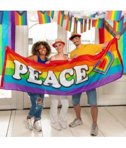 Flot Regnbue Peace banner.  74x220cm