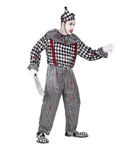 Uhyggeligt Evil Harlequin kostume til mænd. 