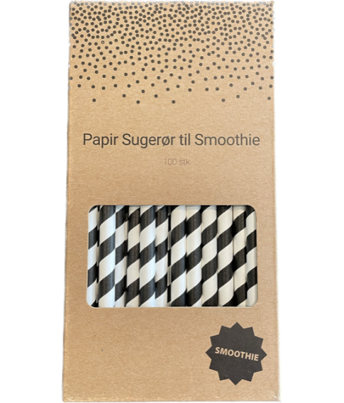 Sorte og hvide papir sugerør til smoothies.