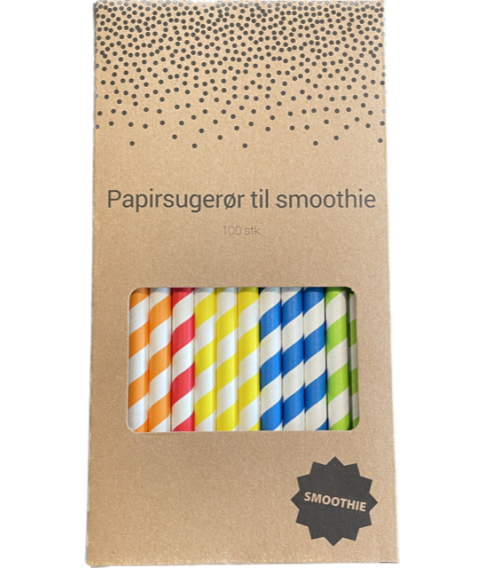 Papir sugerør til Smoothie,100 stk