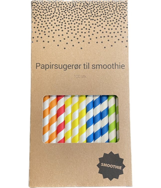 Papir sugerør til Smoothie,100 stk