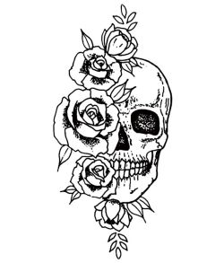 Kranie og rose tatovering