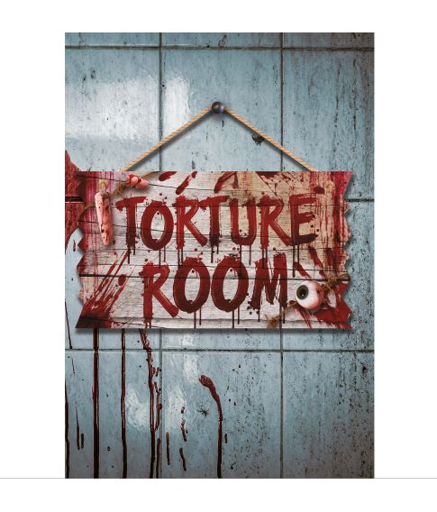 Uhyggeligt Torture room skilt i træ