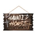 Haunted house skilt i træ