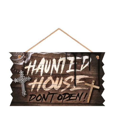 Haunted house skilt i træ