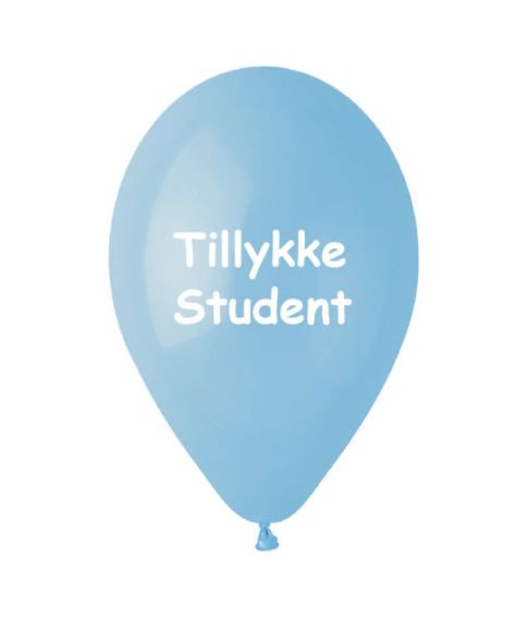 Ballon Tillykke Student lyseblå