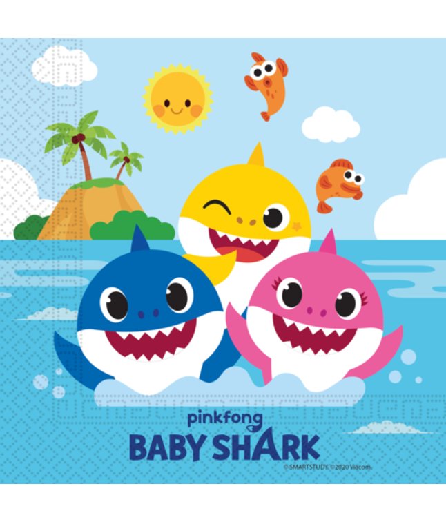 Festlige Baby Shark servietter