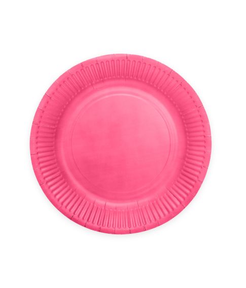 Hot pink paptallerkner, 18cm 8 stk