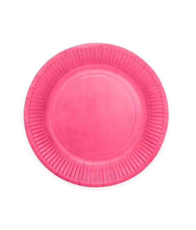 Hot pink paptallerkner, 18cm 20 stk