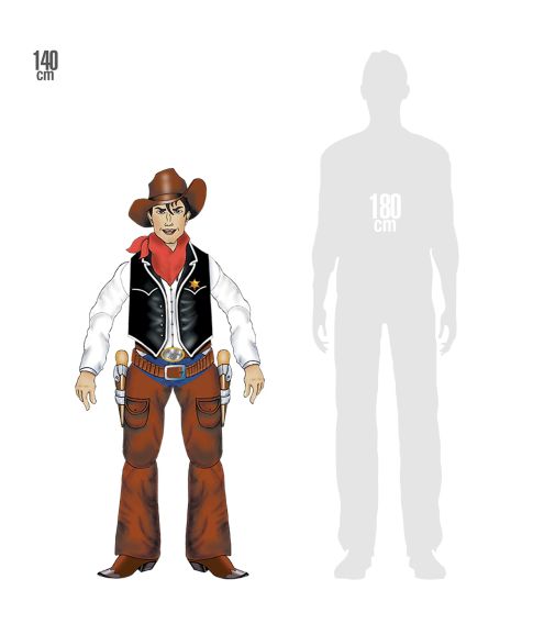 Cowboy papfigur, 140 cm