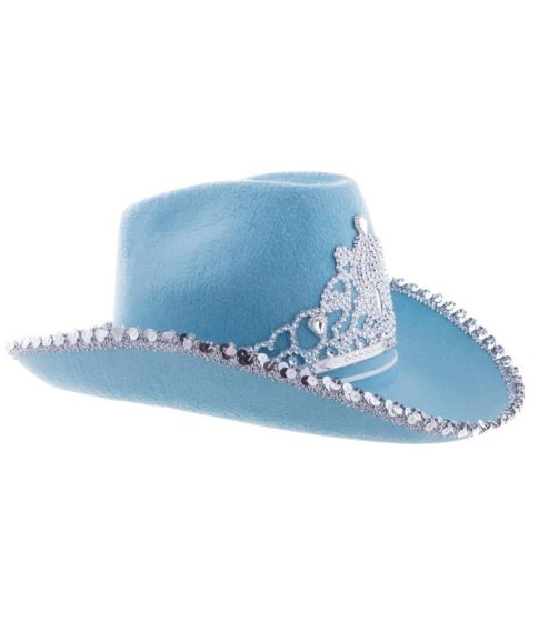 Lyseblå cowboyhat med diadem