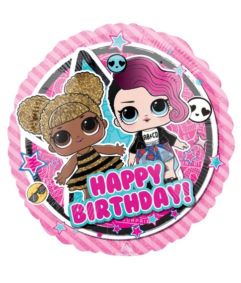 LOL Glam Happy Birthday folieballon, 43 cm