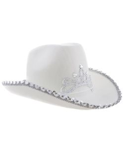 Hvid cowboyhat med diadem