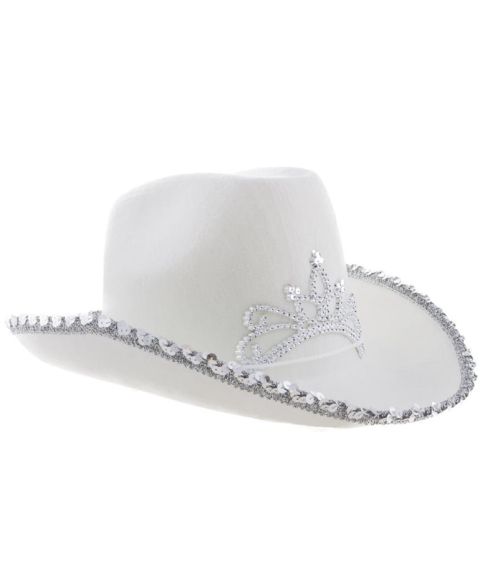 Hvid cowboyhat med diadem