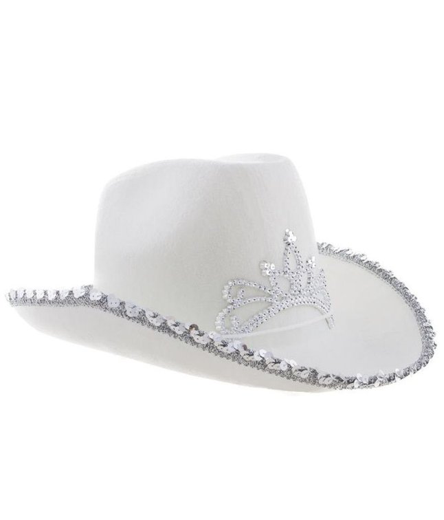 Hvid cowboyhat med diadem