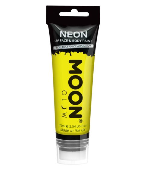 Gul neon UV krop og ansigstmaling, 75 ml.