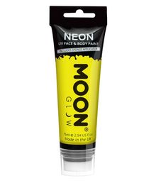 Gul neon UV krop og ansigstmaling, 75 ml.