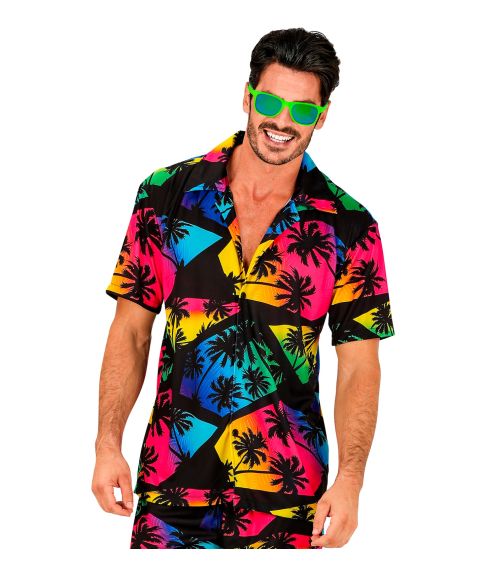 Sort neon hawaii skjorte