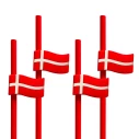 Sugerør med danske flag, 4 stk