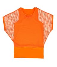 Neon orange netbluse til kvinder.