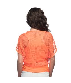 Neon orange netbluse til kvinder.