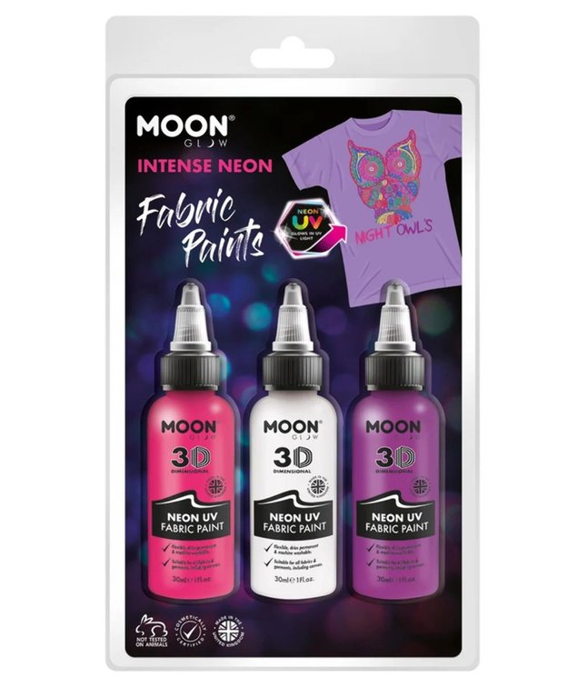 Neon UV stofmaling, 3 pak,  pink mix