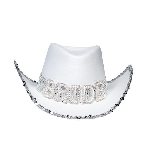 Bride cowboyhat med pailletter.