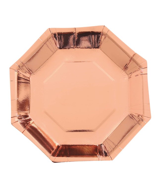 Rose gold paptallerkner, ottekantet