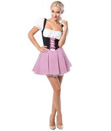 Dirndl kjole Eva, pink og brun