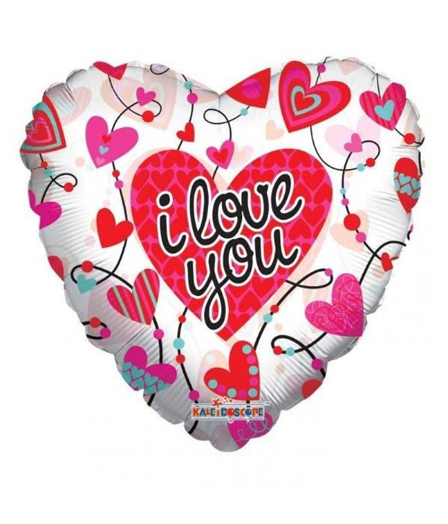 Folieballon  hjerte, I Love You 91,4 cm 