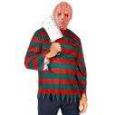 Grøn og rød stribet bluse til Freddy Krueger udklædning.