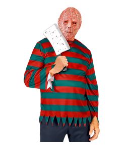 Grøn og rød stribet bluse til Freddy Krueger udklædning.