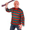 Grøn og rød stribet bluse til Freddy Krueger udklædning.