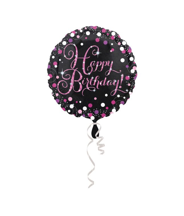 Folieballon Pink Sparkling Happy Birthday