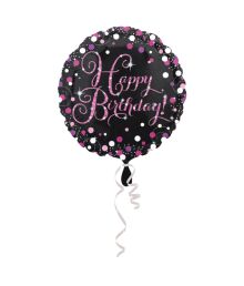 Folieballon Pink Sparkling Happy Birthday