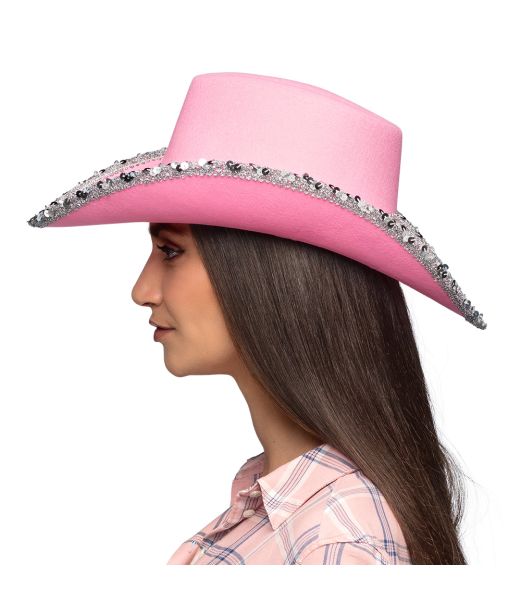 Pink Cowboyhat med pailletter