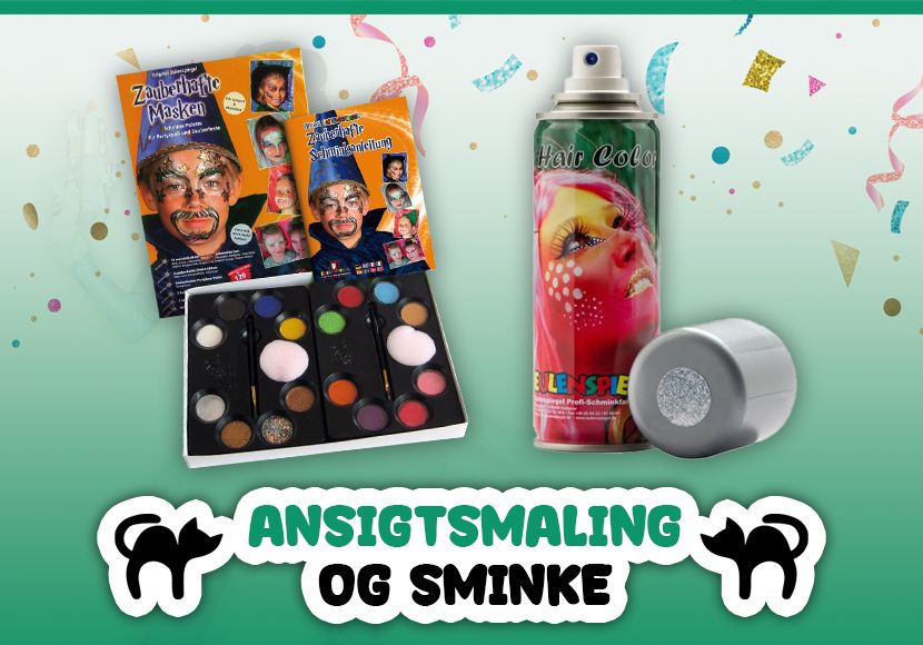 Ansigtsmailing og sminke til fastleavn fra Eulenspiegel.