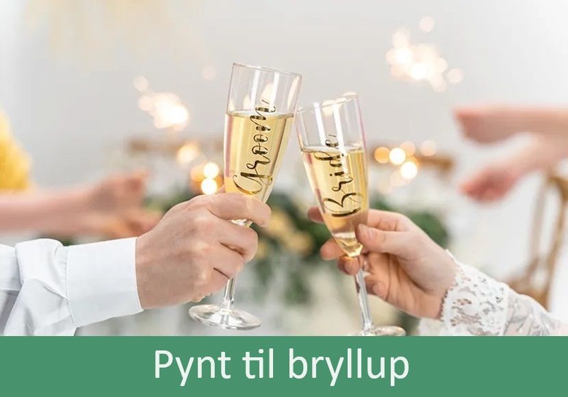 Pynt og dekorationer til bryllup.